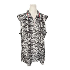 NVO Nivo Gray Snakeskin 1/4 Zip Sleeveless Golf Shirt Size XL